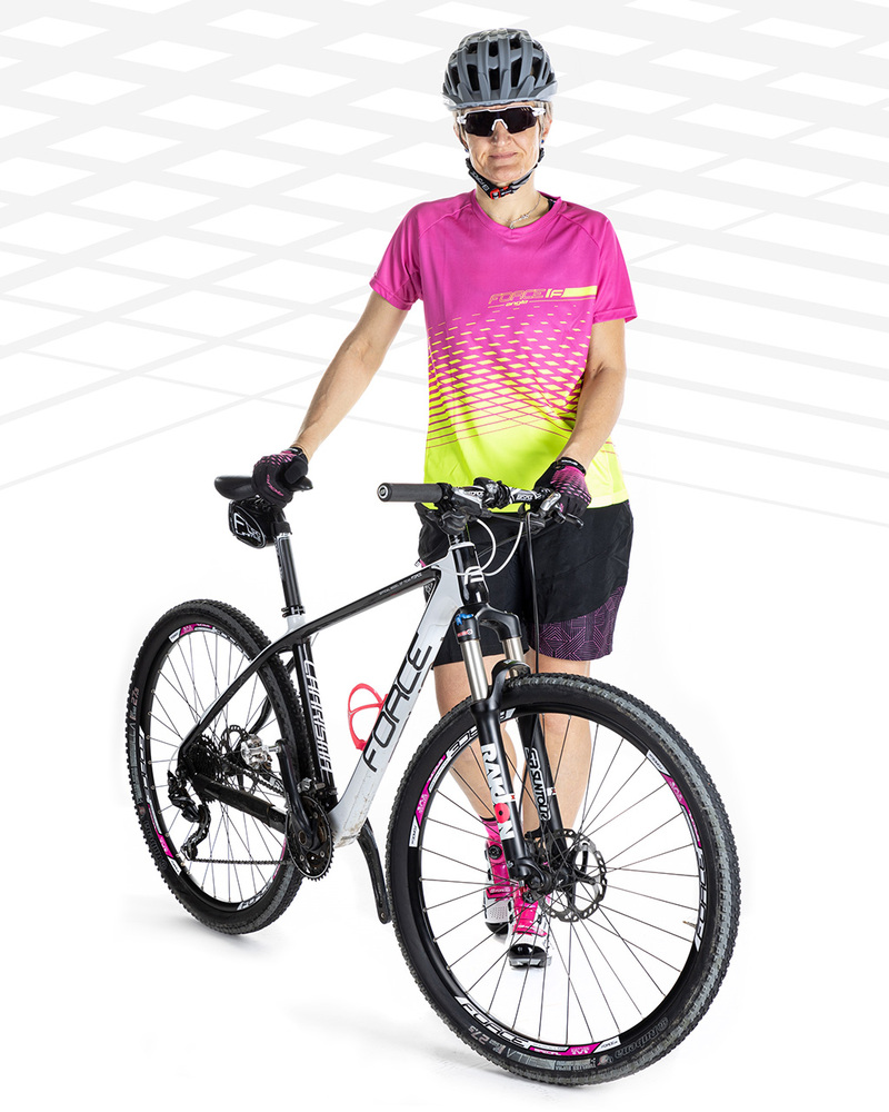 Force dres dámský MTB ANGLE LADY krátký rukáv, růžovo-fluo