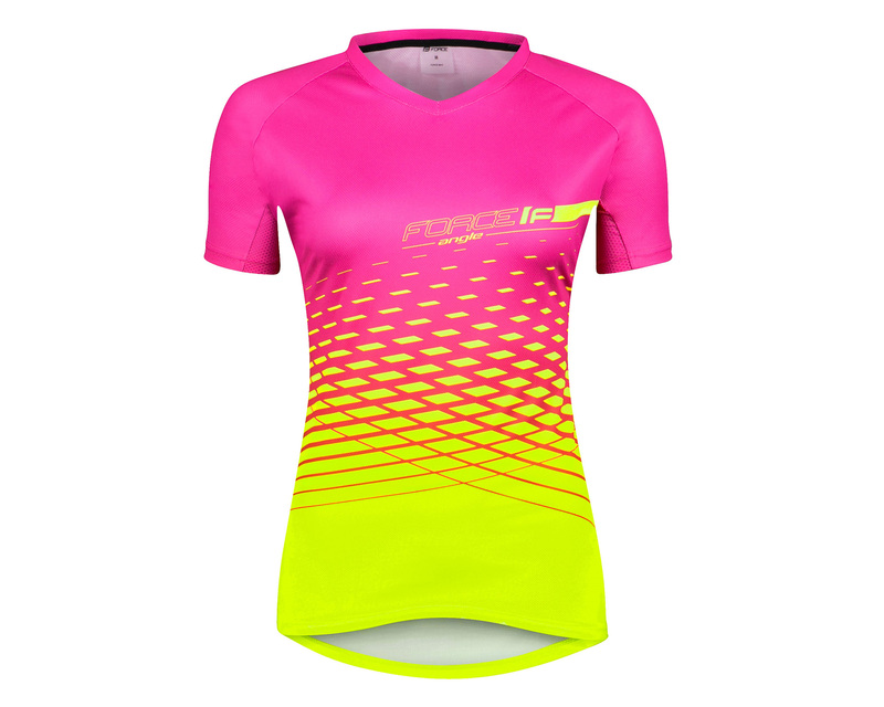 Force dres dámský MTB ANGLE LADY krátký rukáv, růžovo-fluo