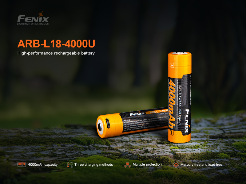 Fenix dobíjecí USB-C baterie 18650 4000 mAh (Li-Ion)